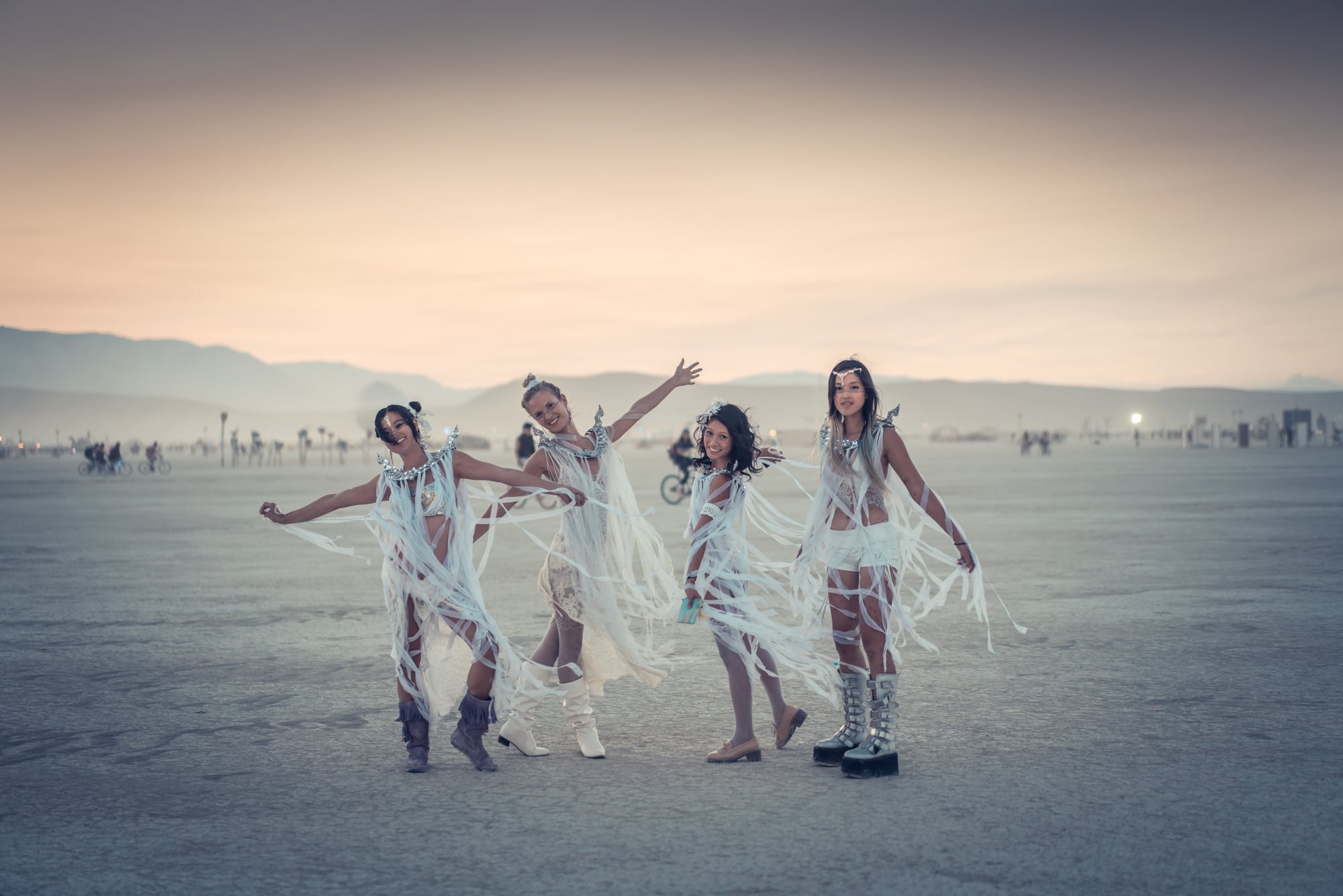 Bridesmaids in their intergalactic goddess outfits