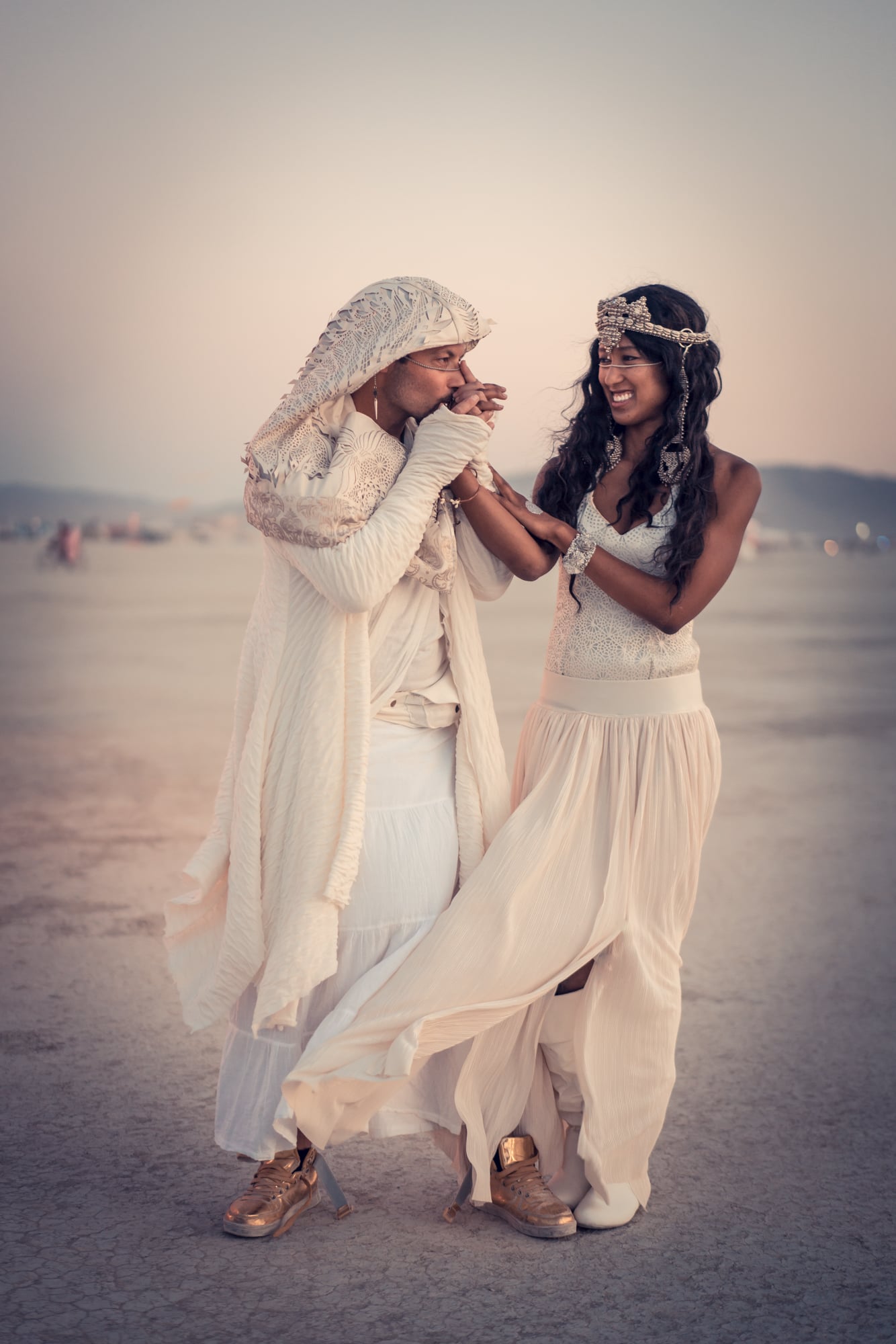 Yoshi and Gilles wedding portrait on the playa